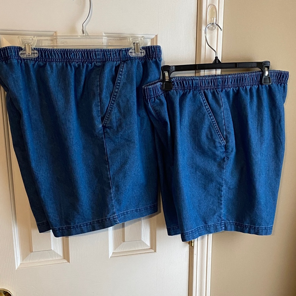 White Stag Size Large 12-14  Denim Blue Elastic Waist Jean Shorts - Picture 5 of 6